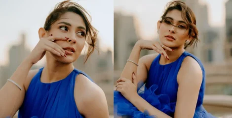 নিউ ইয়র্কের ব্রুকলিন ব্রিজে নীল গাউনে মোহময়ী মেহজাবীন