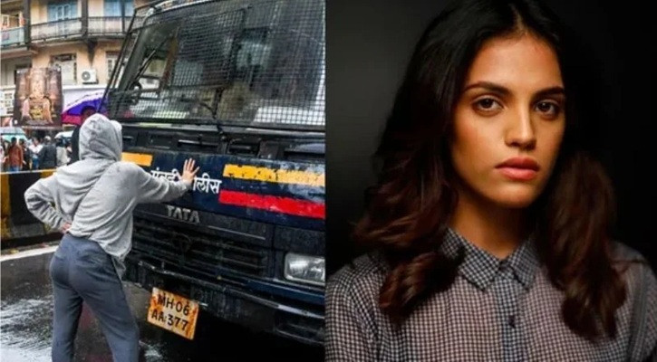 আন্দোলনে পুলিশের ভ্যান থামিয়ে আলোচনায় মডেল রিয়া আহির
