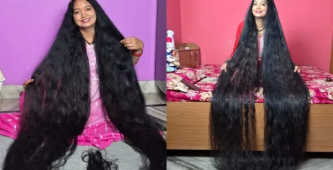 ৯ ফুট লম্বা চুলে বিশ্বরেকর্ড রেনুর