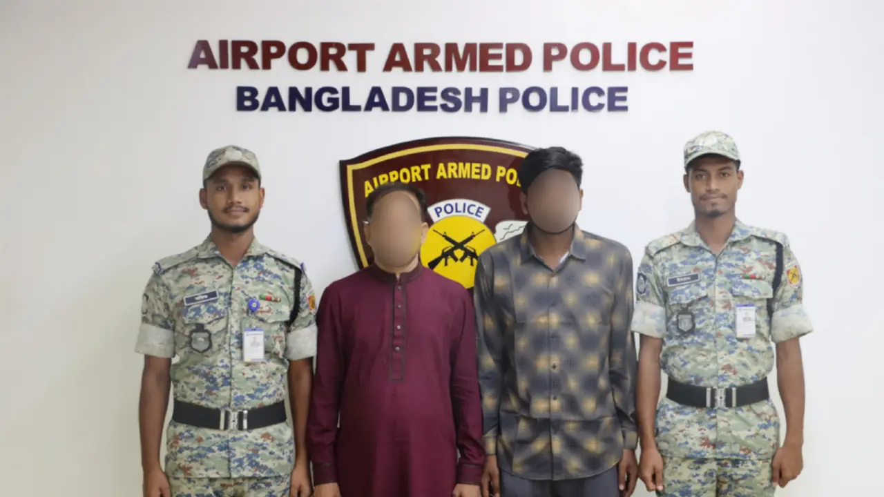 শাহজালাল বিমানবন্দরে ৪০ ভরি স্বর্ণসহ দুইজন গ্রেপ্তার
