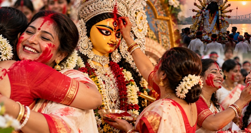 বিষাদের সুরে বিদায় নিচ্ছেন মা দুর্গা, আজ বিজয়া দশমী