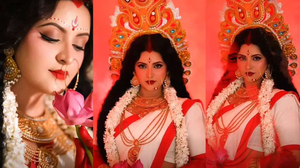 দুর্গার সাজে পরীমনি, নজরকাড়া রূপে মুগ্ধ ভক্তরা