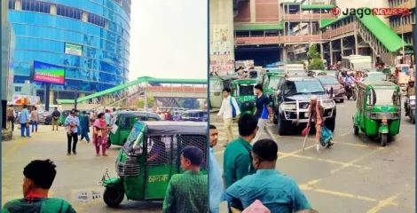 কারওয়ান বাজারে ঝুঁকি নিয়ে সড়ক পারাপার, ২ ঘণ্টায় পার ১,৮৮৬ জন